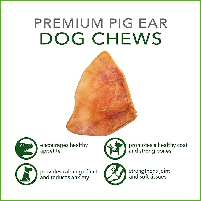 Pet Factory Real Chewz Premium Pig Ears Dog Chew Treats, 100% All-Natural - 7 Count/1 Pack