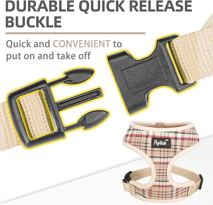 PUPTECK Soft Mesh Dog Harness and Leash Set Pet Puppy Cat Comfort Padded Vest No Pull Harnesses, Khaki, S
