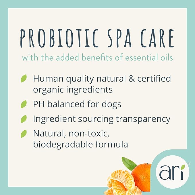 Health Extension Ari Probiotic 2-in-1 Dog Shampoo & Conditioner (16 Oz) Deep Cleansing for Dry, Itchy Skin Relief Grooming with Green Tea & Mandarin for Dogs & Puppies