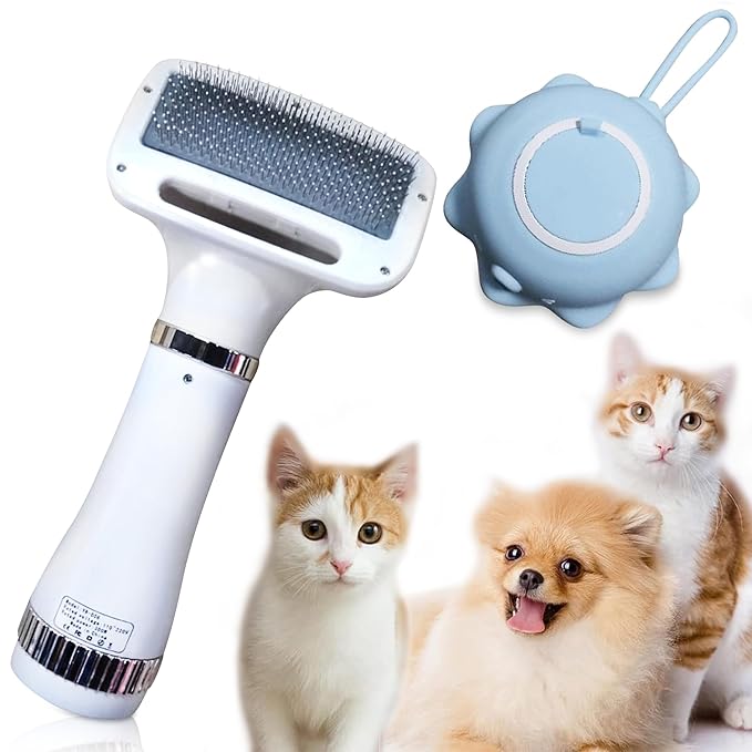 Pet Hair Dryer for Cats with Bath Brush with Shampoo Dispenser, Hair Dryer Brush for Small Dogs with Bath Brush with Shampoo Dispenser.