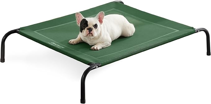 Bedsure Medium Elevated Cooling Outdoor Dog Bed - Raised Dog Cots Beds for Medium Dogs, Portable Indoor & Outdoor Pet Hammock Bed with Skid-Resistant Feet, Frame with Breathable Mesh, Green, 43 inches