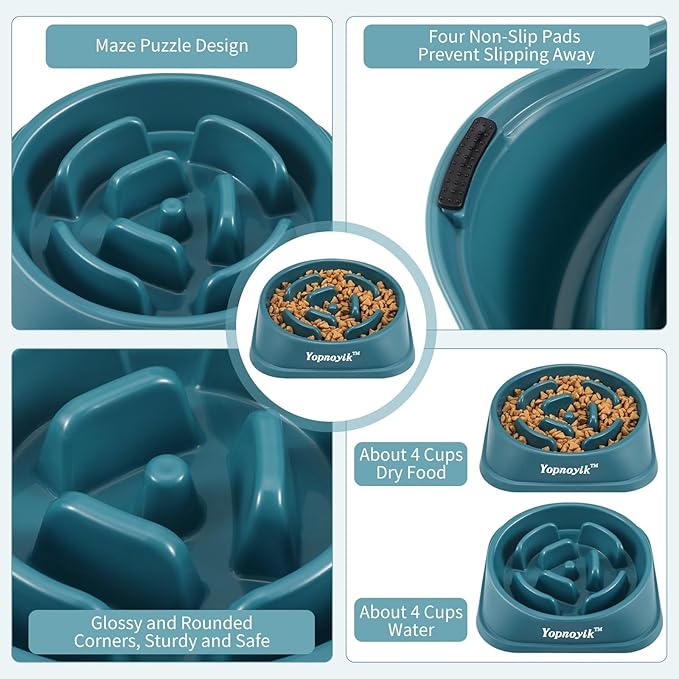 Slow Feeder Dog Bowls for Healthy Eating, Non-Slip and Anti-Choking Design, Reduces Bloating & Overeating for Large Dogs, Easy to Clean