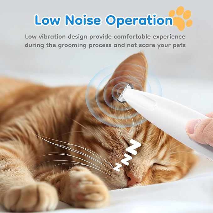 Mcbazel Pet Micro Precision Trimmer, Multifunctional Pet Hair Trimmer Waterproof Rechargeable Shaver with LED Light for Paws Eyes Ears Face Buttocks for Large/Small Dogs and Cats