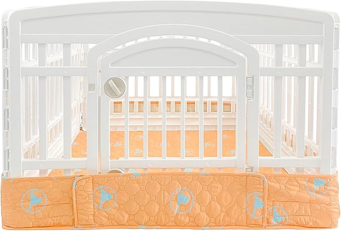 PJYuCien Dog Playpen Bottom Pad Fits for 36 Inch 4 Panels Exercise Pet Pen, Using as a Fence Stabilization and Puppy Pen Mat, Hoop and Loop Design,Orange (Playpen Not Included)