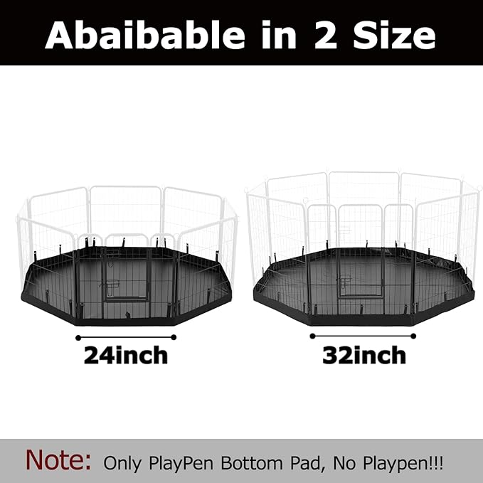 PJYuCien Dog Playpen Bottom Pad,Fits 32 Inch Width 8 Panels Regular Octagon Metal Exercise Pet Playpen,Black (Note:Playpen Not Included !!!)