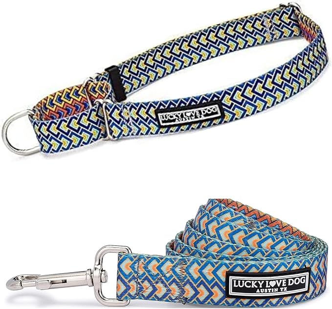 Lucky Love Dog Martingale Collar and Leash Set, Premium No Slip Collar for Male Dogs, Comfortable & Soft Martingale Dog Collars, Great for Whippets, Greyhounds, and More (Murphy, Small - Combo)