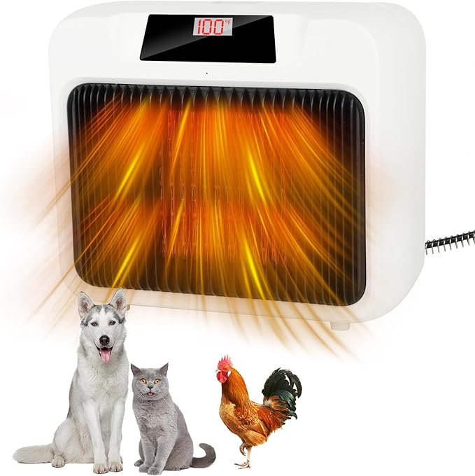 BWOGUE Large Dog House Heater with Thermostat, 300W/600W Outside Pet House Heater for Winter with Anti-Bite Cord, Wall-Mounted Outside Dog Heaters for Dog House Chicken Coop Heater Rabbit Hutches