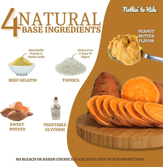 Fieldcrest Farms Nothin to Hide Flip Chips Dog Chews - All Natural Rawhide Alternative Treats for Dogs, Chicken, Beef or Peanut Butter Flavor Snack for All Breed Dogs - 3 Pack (Peanut Butter)