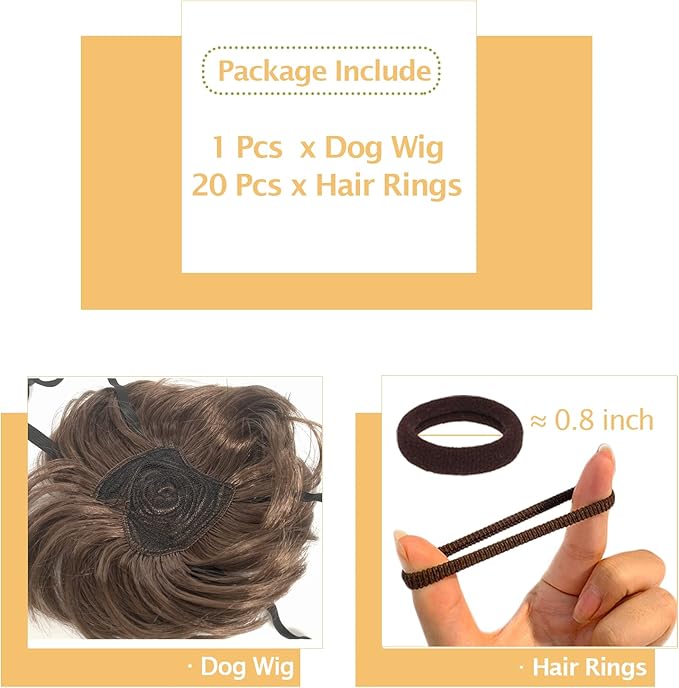 Dog Wig Pet Costumes, Cat Costume Synthetic Accessories Small Dog Headwear for Halloween Christmas Eve Festival Party Decor, Head Wear Apparel Toy (E)