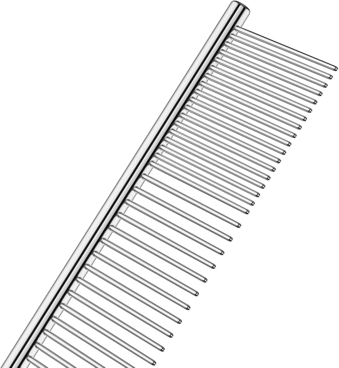 Andis 68545 Stainless-Steel Comb for Knots, Mats & Loose Hair Removal - Effective Dematting Tool Comfortable, Lightweight, Portable & Safe for Dogs, Cats & Pets – Silver, 10-Inch