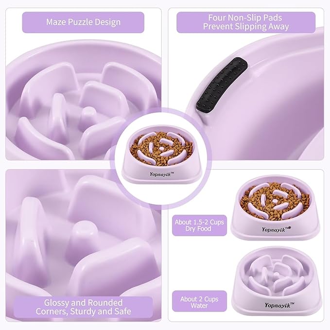 Slow Feeder Dog Bowls for Healthy Eating, Non-Slip and Anti-Choking Design, Reduces Bloating & Overeating for Small & Medium Dogs and Cats, Easy to Clean