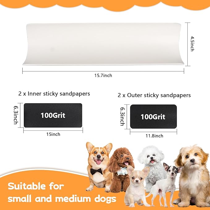 Dog Scratch Pad for Nails, U-Shaped Dog Scratch Board with 4 Sticky Sandpapers, Plastic Durable Dogs Nail File Toy, Shortened Dog’s Side Nails Easily for Small and Medium Dogs, Cats (M)