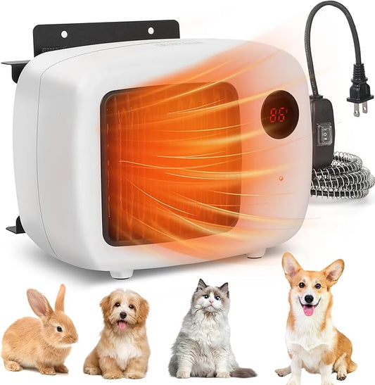 Pet House Heater with Thermostat - 2 Heating Modes (200/400W), 6FT Anti Chew Cord, Overheat Protection - Ideal for Dog Houses, Chicken Coops, Rabbits - Cover Up To 105sft