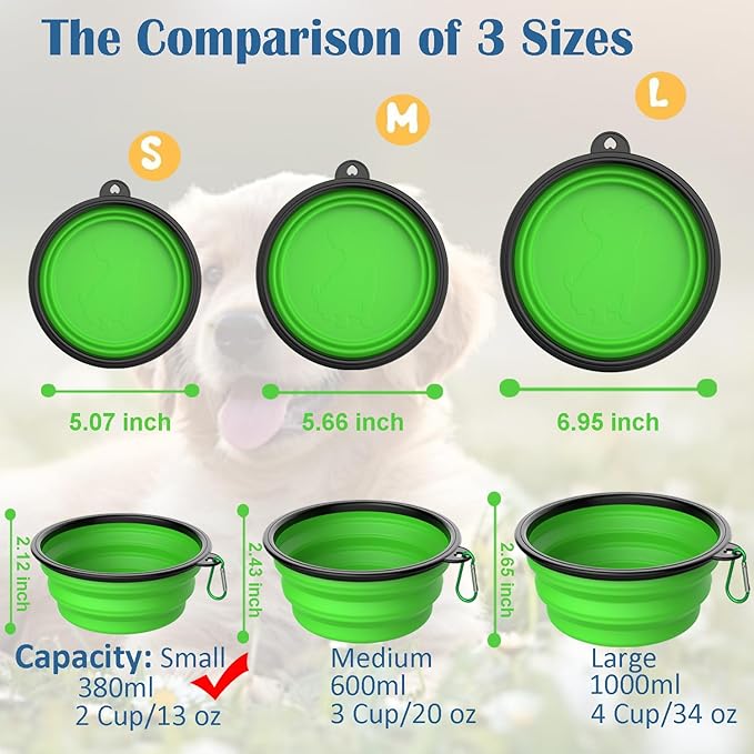 Takfox Collapsible Dog Bowls [6 Pack] 13 oz, Travel Dog Bowls, Pet Bowl Portable Foldable Water Food Feeding Dishes with Carabiner Clip for Traveling Hiking Walking