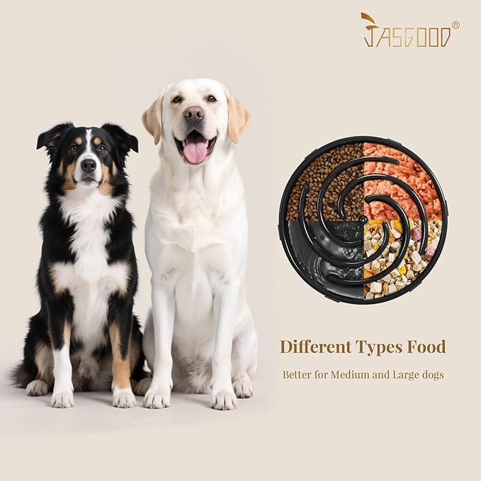 JASGOOD Slow Feeder Dogs Bowl for Large Medium Dogs,Anti-Gulping Pet Slower Food Feeding Bowls Stop Bloat,Preventing Choking