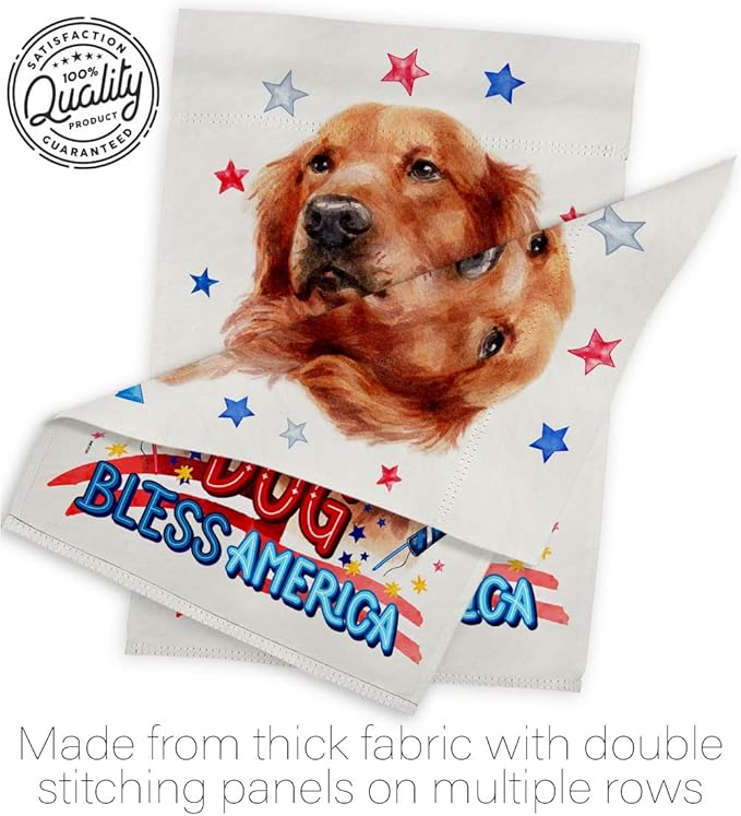 Breeze Decor Patriotic Red Golden Retriever Garden House Flag-Kit Dog Puppy Spoiled Paw Canine Fur Pet Nature Farm Animal Creature Decoration Banner Small Yard Gift Double-Sided, Made in USA