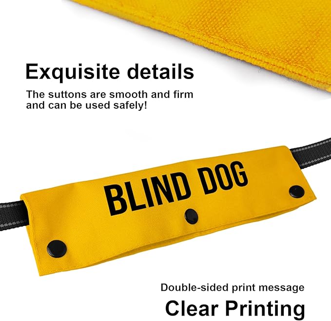 YROVWENQ Blind Dog Dog Leash Wrap with Visual Impairment Yellow Alert and Hanging ID Tag - Thoughtful Gift Idea for Pet Birthdays and More (Blind Dog Sleeve)