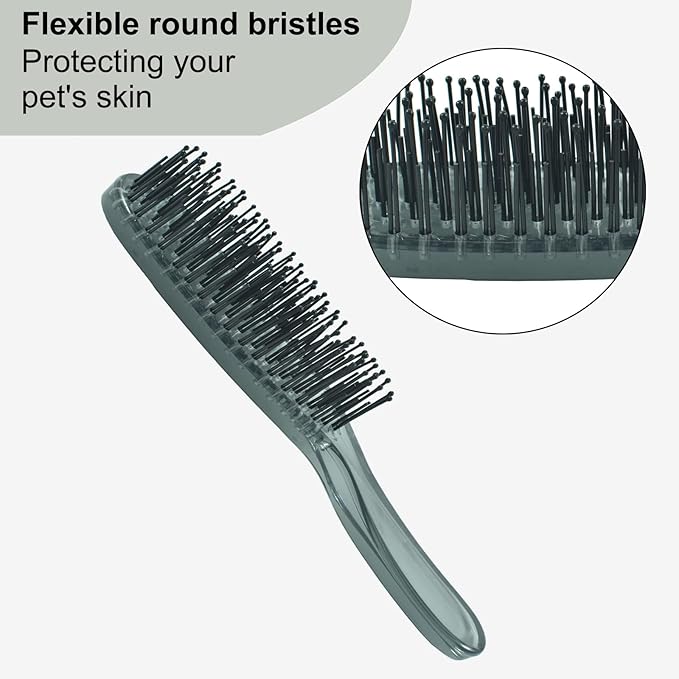 Dog Grooming Bath Brush, Pet Instant Detangler Pin Brushes, Soft Silicone Shampoo Soothing Comb for Wet Dry Long Short Haired Small Dogs & Cats Massaging, Deshedding Shower Scrubbing, Grey