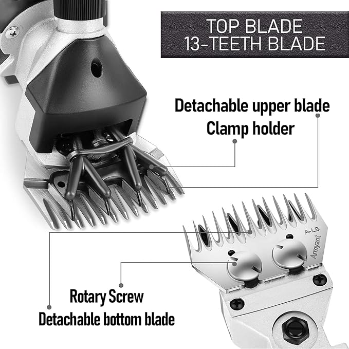 Sheep Shears, 550W Professional Electric Sheep Shears for Dog with Thick Hair, Sheep Clippers Equine Goat Pony Cattle and Large Thick Coat Animals, 6 Speeds Heavy-Duty Farm Haircut Trimmer