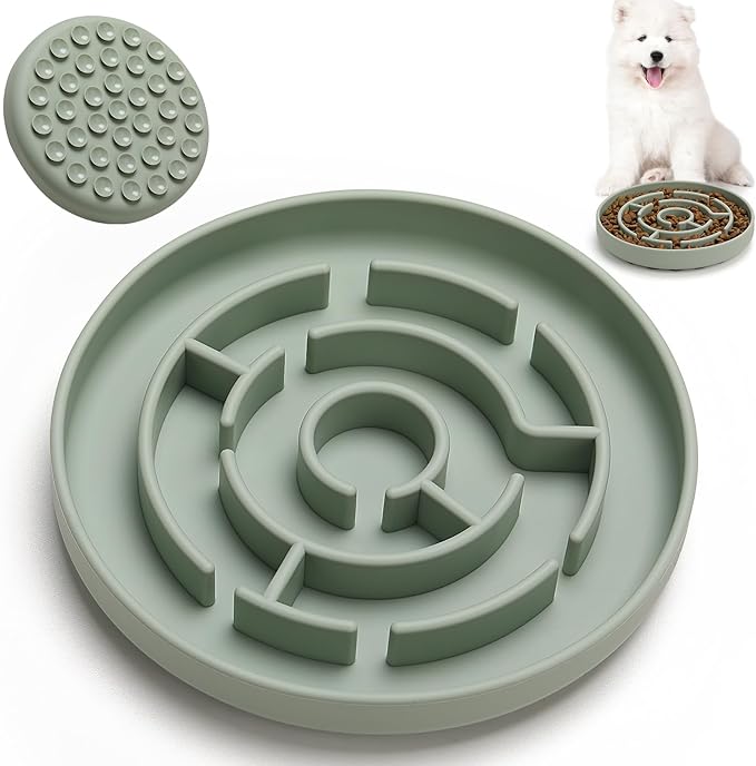 Slow Feeder Dog Bowls Silicone Maze Food Suction Bowl Feeders Pet Puzzle Lick Mat to Slow Down Eating for Small Breed Size Dogs