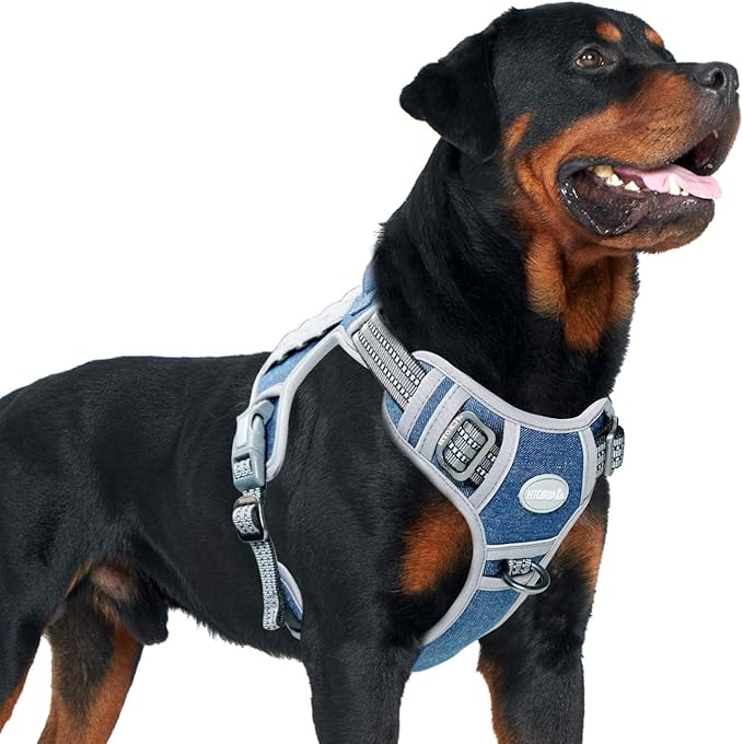 AUROTH Tactical Dog Harness for Small Medium Large Dogs No Pull Adjustable Pet Harness Reflective K9 Working Training Easy Control Pet Vest Military Service Dog Harnesses (L, Denim Blue)