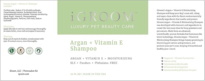iGroom Dog Groomers Bundle - Argan & Vitamin E Dog Shampoo Concentrate, Enhanced Cleaning, 16 oz - Pro-Keratin Leave-in Conditioner, Excellent Detangling, 16 oz