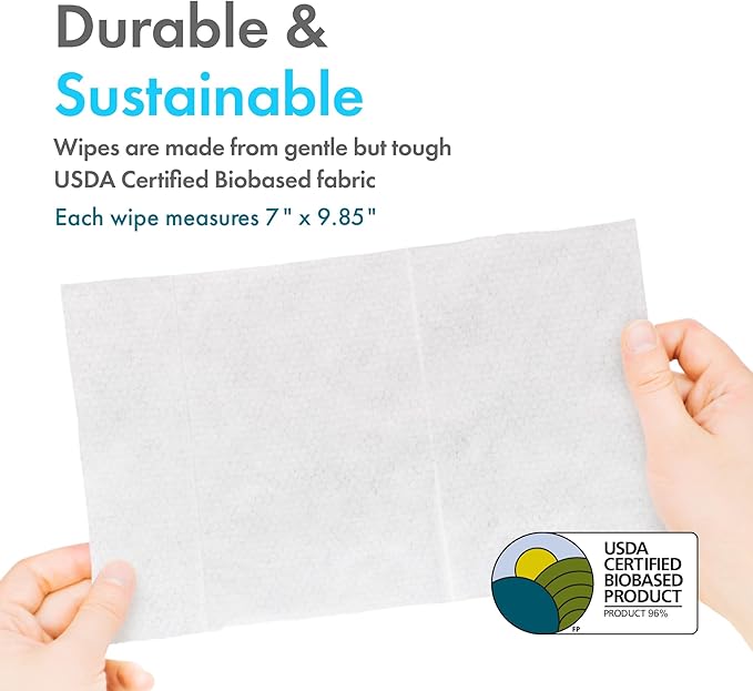 Petkin Plant-Based PetWipes, 200 Wipes - Biobased, Sustainable, Big & Thick Pet Wipes for Dogs & Cats - for Face, Paws, Ears, Body & Eye Area - Consciously Cleans & Conditions - Vanilla