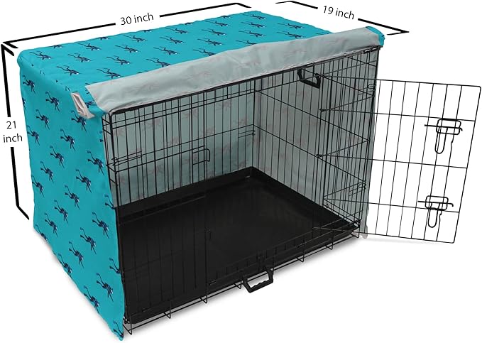 Lunarable Scuba Dog Crate Cover, Repeating Diving Man Nautical Pattern, Easy to Use Pet Kennel Cover for Cats & Medium Dogs, 30 Inch, Sea Blue Night Blue