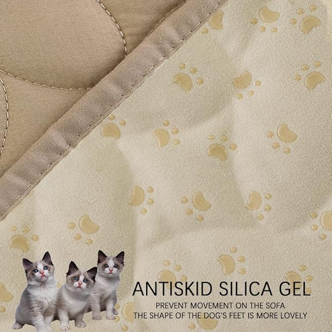 Ameritex Pet Bed Cover Dog Bed Blanket for Sofa and Furniture Waterproof New Pattern Design (68x82 Inch, Beige)