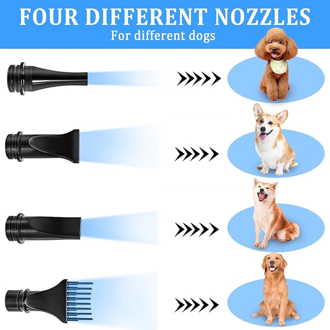 Dog Dryer for Large Dogs, 5.2HP 3800W High Velocity Pet Hair Dryers with Heater for Grooming, Spind Temperature Adjustable Pet Dryer Machine with 4 Nozzles Secadora Para Perro (Beige)