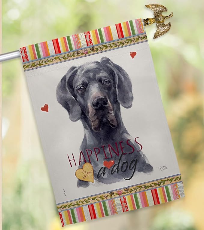 Breeze Decor Black Dane Happiness House Flag Eagle Set Dog Puppy Spoiled Paw Canine Fur Pet Nature Farm Animal Creature Banner Small Garden Yard Gift Double-Sided, Made in USA