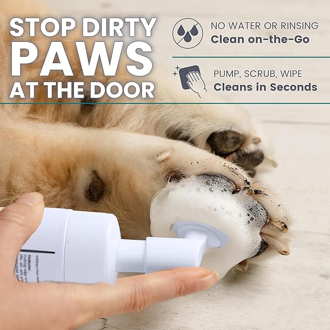 Concy Pet Paw Cleaner for Dogs Cats - No-Rinse Foaming Cleanser Silicon Brush Shampoo - Gentle, Effective Cat Dog Feet Cleaner Scrubber Unscented (5 oz)