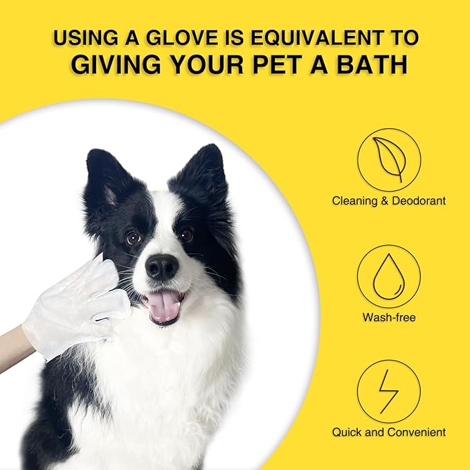 Dog Wipes Cleaning，Aloe Nourish Pet Wipes Gloves，Dry Wash Shower Wipes Grooming for Dogs Cats Puppy, Ears Face Paws Butt Cleaning Gloves