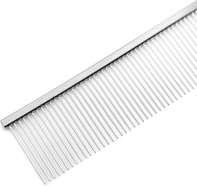 Chris Christensen 505 8.5 in. Coarse Poodle-Style Butter Comb, Groom Like a Professional, Rounded Corners Prevent Friction and Breakage, Solid Brass Spin with Steel Teeth, Chrome Finish.