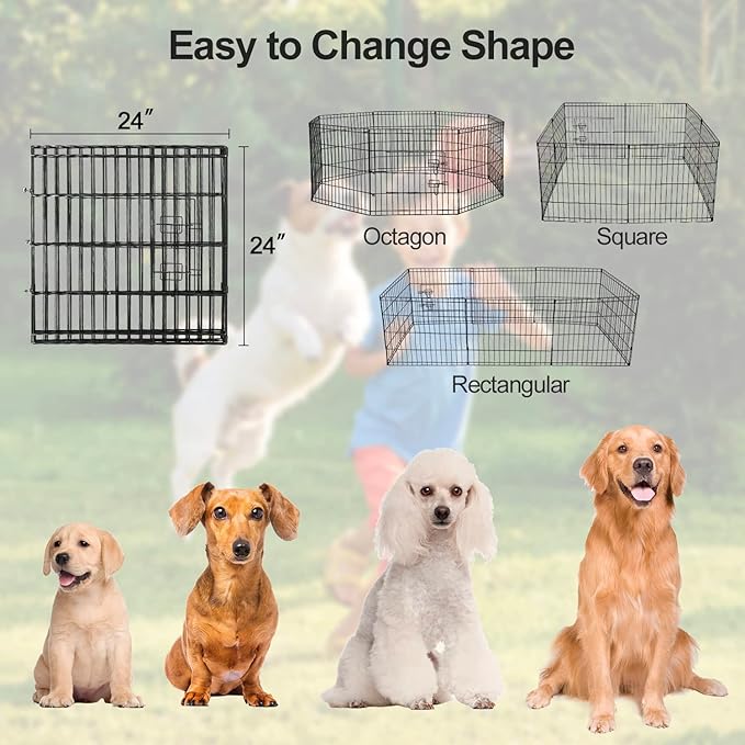 PJYuCien Puppy Playpen Indoor - 8 Panels 24”H Dog Playpen with Storage Bag and Bottom, Better for Small Pets