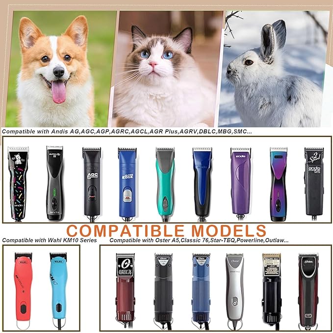 7pack Dog Grooming Blades Compatible with Andis Dog Clippers Blades,Dog Clipper Blades Compatible with Oster A5,Wahl km10 Dog Clippers,Stainless-Steel Blade Sharp