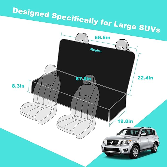 Bench Dog Car Seat Covers for SUV, Waterproof Dog Seat Cover for Back Seat Fit Ford Explorer Heavy Duty Non Slip Back Seat Cover Protector for Chevrolet Tahoe/Yukon/Suburban/Expedition/Wagoneer