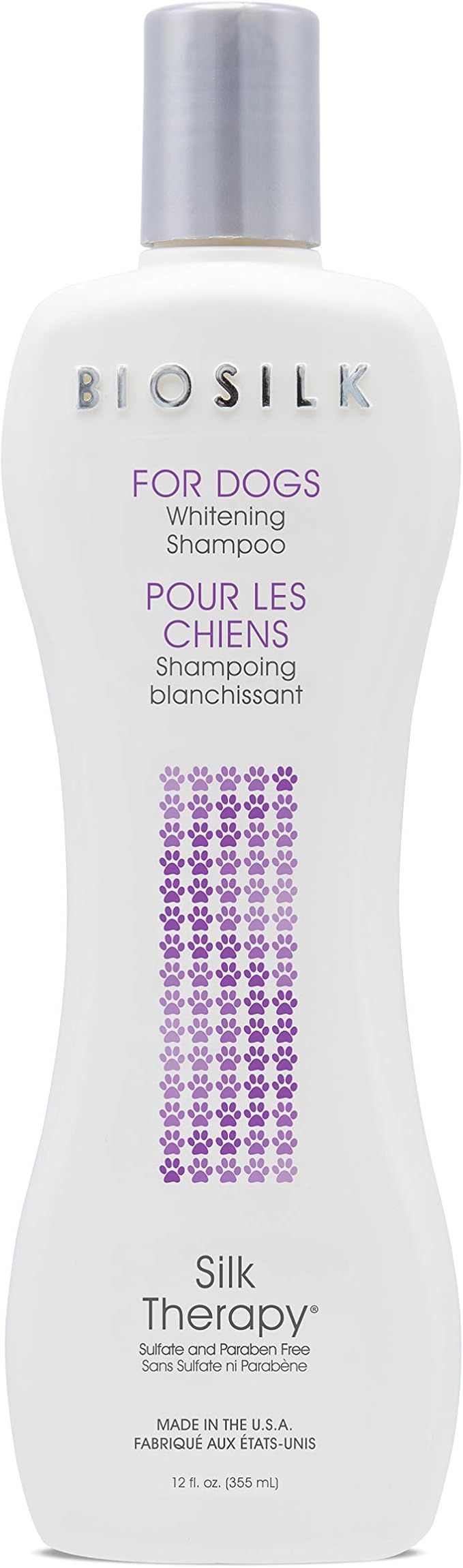 BioSilk for Dogs Silk Therapy Whitening Shampoo | Best Brightening for White Dogs to Keep A Clean, White Coat, 12 Oz Bottle, Pack of 2