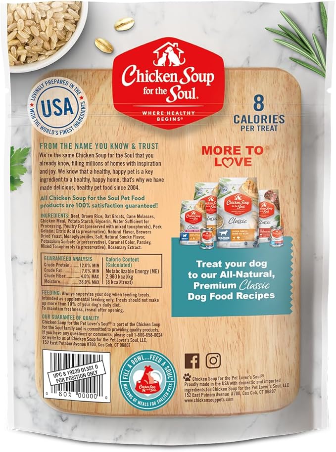Chicken Soup For The Soul Pet Food Savory Snacks Dog Treats, Beef, 6 Ounce Bag | Soy, Corn & Wheat Free, No Artificial Flavors or Preservatives