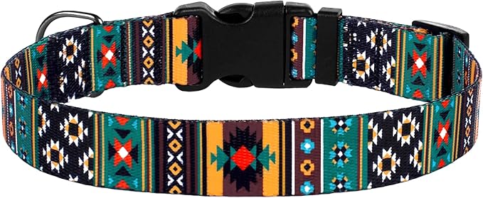 Southwest Dog Collar Tribal Pattern Adjustable Puppy Pet Collars for Small Medium Large Dogs Aztec Print (Tribal, Neck Fit 10"-13")