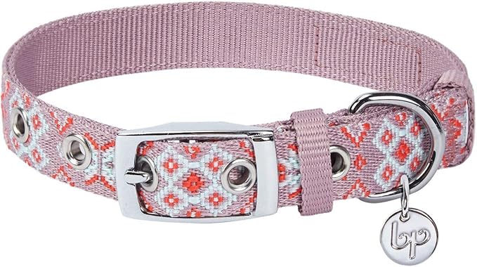 Blueberry Pet 3 Patterns Southwestern Modern Tribal Print Thistle Braided Adjustable Dog Collar with Metal Buckle, Neck 17-20.5", for Large Breed