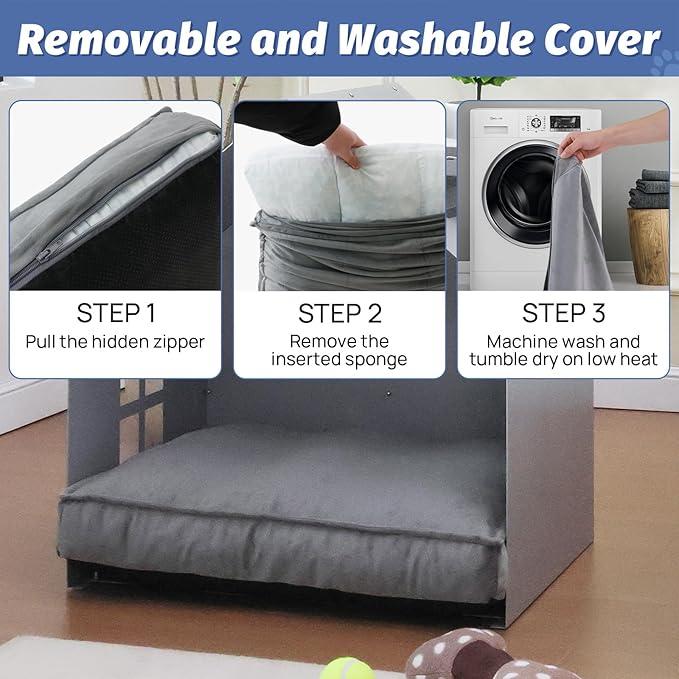 Modern Metal Dog House with Plush Cushion – Open Design Dog Bed, Cozy Pet Cave for Dogs & Cats, Stylish Indoor Pet Furniture