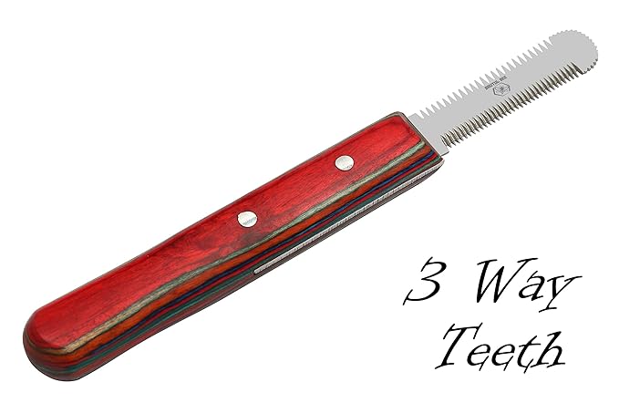 Brutul Bee Dog Grooming Coat Stripping Knife Stripper Trimmer Tool Wooded Handle Stripping Knives Set of 6 in Stainless Steel Non-Slip Tools for Grooming Dogs (Multi)