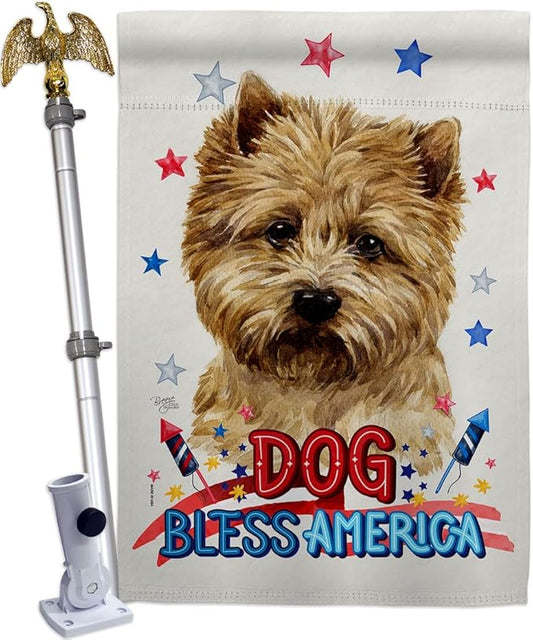 Breeze Decor Patriotic Cairn Terrier House Flag Eagle Set Dog Puppy Spoiled Paw Canine Fur Pet Nature Farm Animal Creature Decoration Banner Small Garden Yard Gift Double-Sided, Made in USA