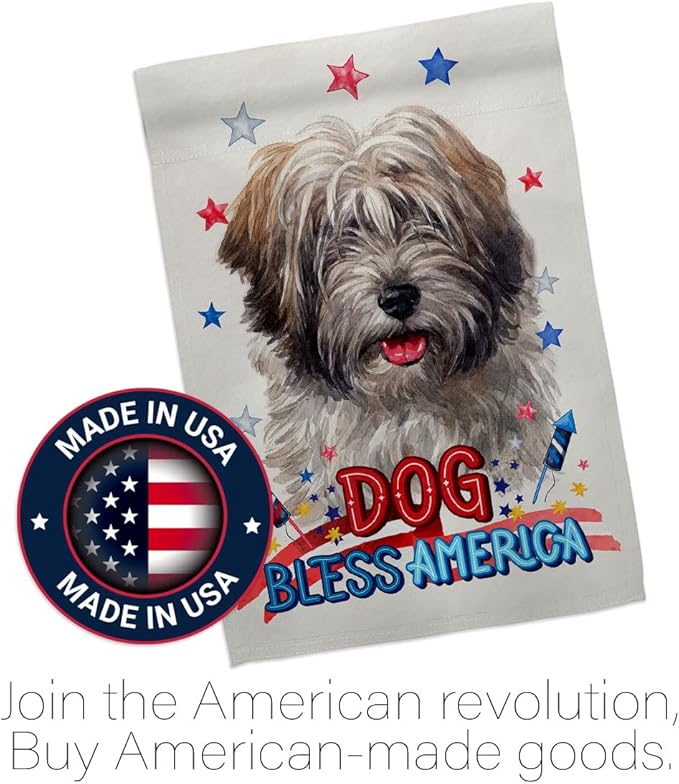 Breeze Decor Patriotic Tibetan Terrier Garden House Flag-Kit Dog Puppy Spoiled Paw Canine Fur Pet Nature Farm Animal Creature Decoration Banner Small Yard Gift Double-Sided, Made in USA
