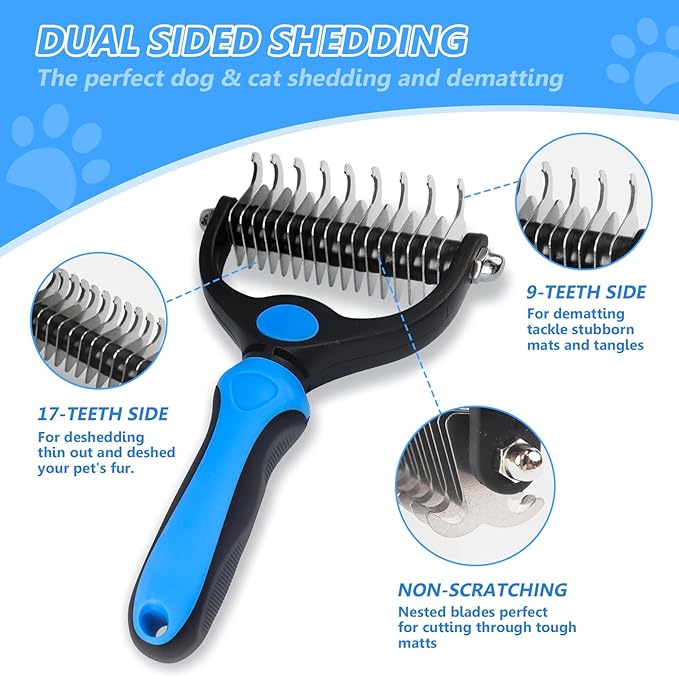 5 Piece Dog Grooming Kit -Undercoat Comb Dog Brush for Shedding,Self Cleaning Slicker Brush,Dog Nail Clippers,Bath Brush,Professional Pet Grooming Tools for All Breeds -Gentle & Easy to Use