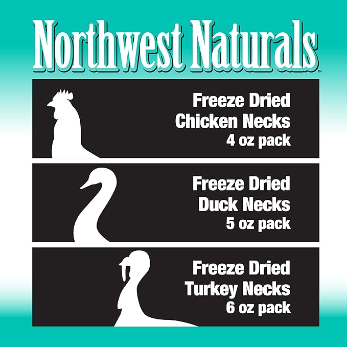 Northwest Naturals Freeze-Dried Raw Rewards Variety Pack for Dogs & Cats - Duck (4 Oz), Chicken (5 Oz), Turkey (6 Oz) - Healthy, 1 Ingredient, Human Grade, Natural - (Pack of 3)