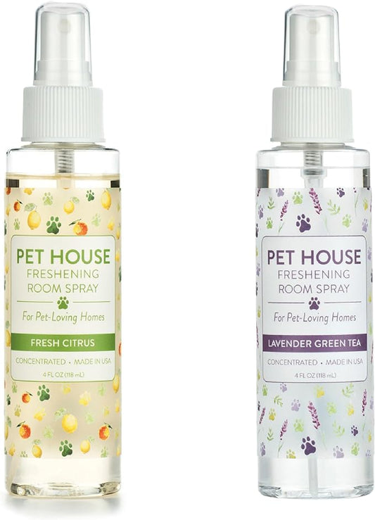 One Fur All Pet House Freshening Room Spray - Lavender Green Tea/Fresh Citrus - Concentrated Air Freshener - Non-Toxic & Pet-Friendly - Odor Eliminator (Pack of 2)