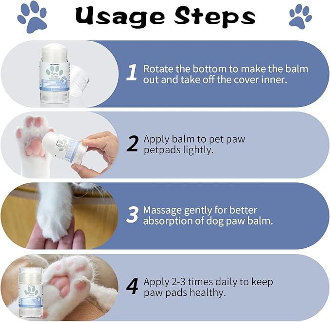 Dog Paw Pad Balm - Natural Lick Safe Cat Dog Paw Balm Soother & Moisturizer for Cracked Dry & Damaged Paws, Nose & Elbows,Dog Nose Balm, Snout Soother for Dogs