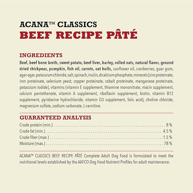 ACANA™ Classics Beef Recipe Pâté Wet Dog Food (Case of 12)